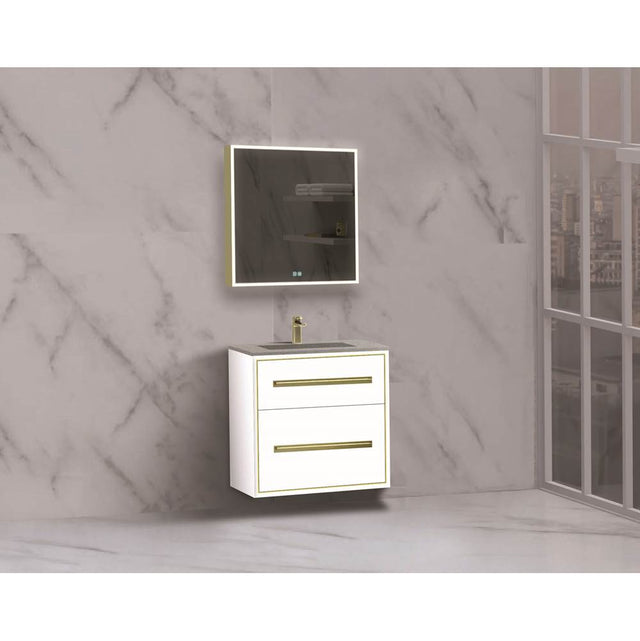 Madeli - Madeli Apogee 24'' Wall hung Vanity Cabinet in White/HW: Brushed Nickel(BN) - White With Brushed Nickel