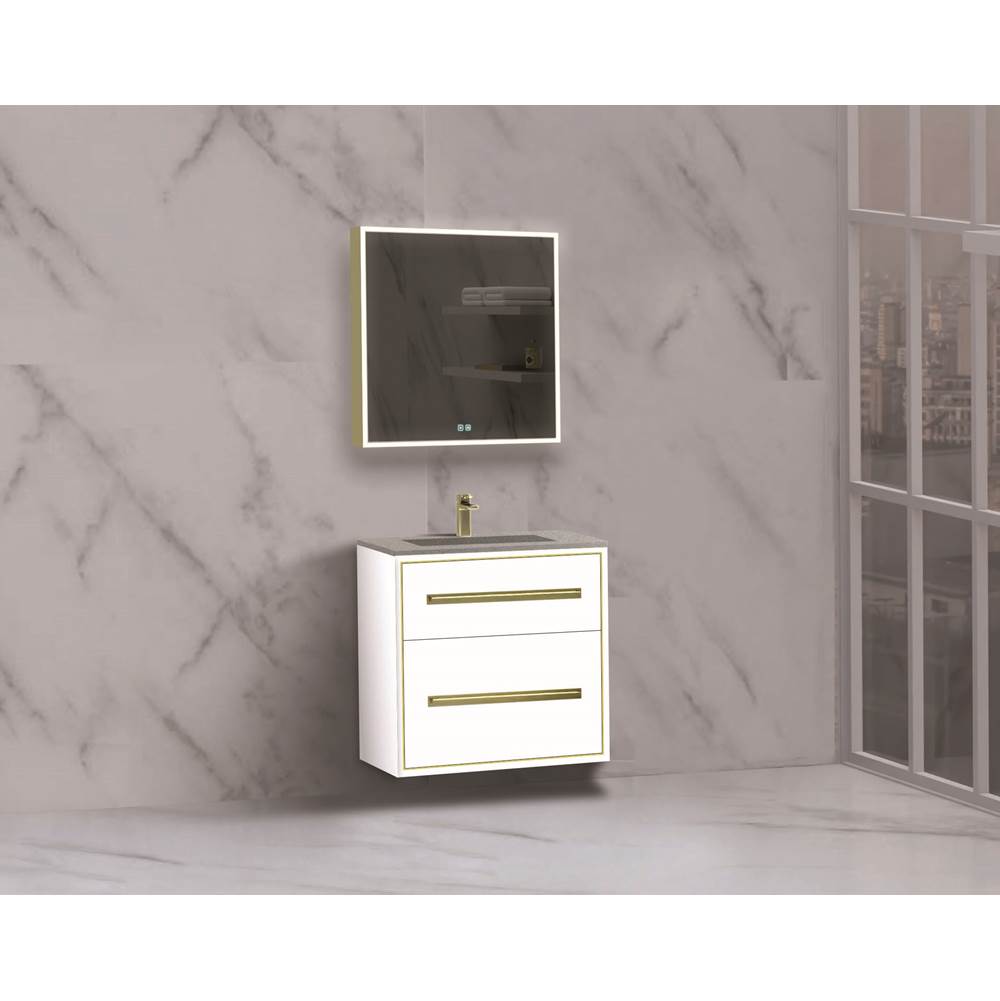 Madeli - Madeli Apogee 24'' Wall hung Vanity Cabinet in White/HW: Satin Brass(SB) - White With Satin Brass
