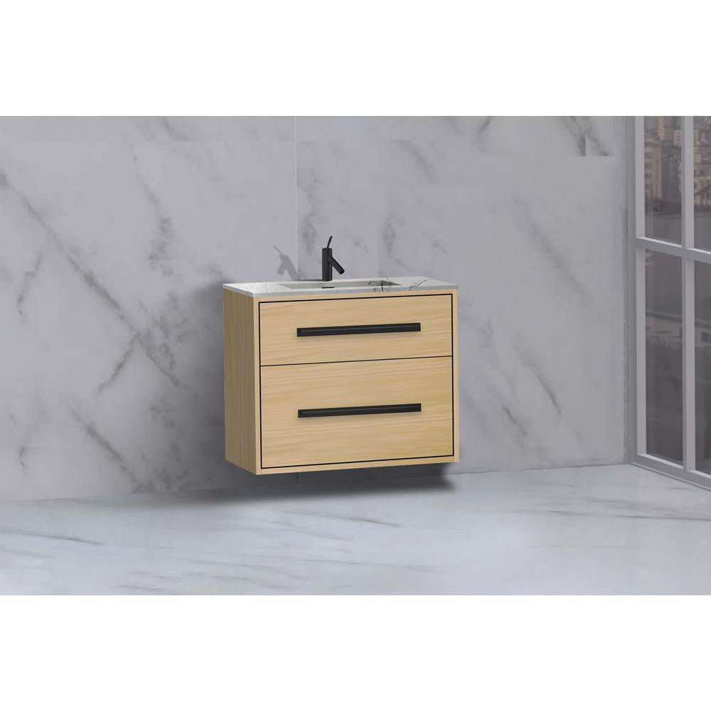 Madeli - Madeli Apogee 30'' Wall hung  Vanity Cabinet in Natural Oak/HW: Brushed Nickel(BN) - Natural Oak With Brushed Nickel