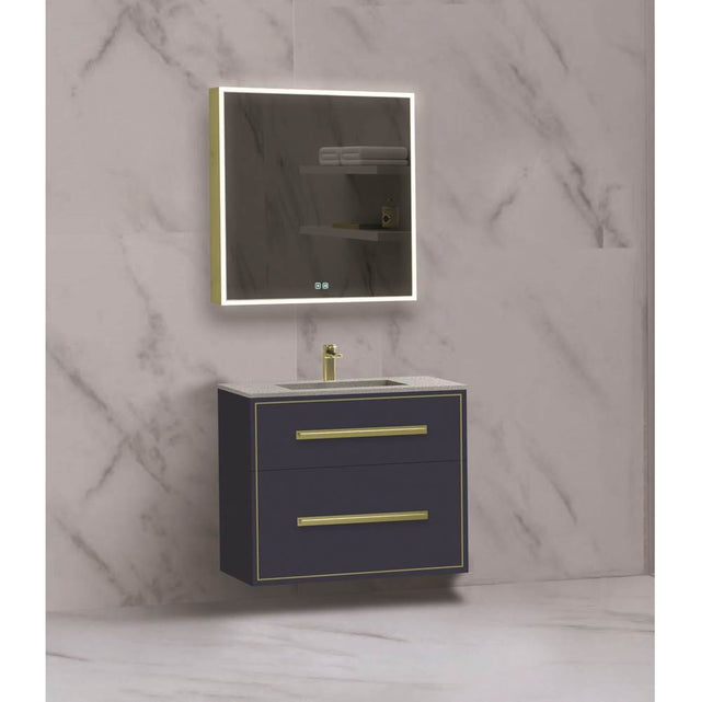 Madeli - Madeli Apogee 30'' Wall hung Vanity Cabinet in Sapphire/HW: Polished Nickel(PN) - Sapphire With Polished Nickel