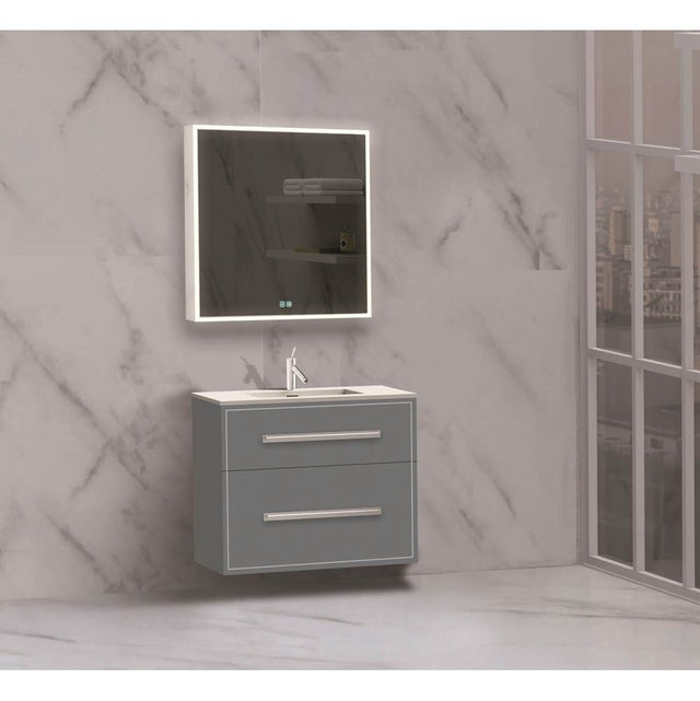 Madeli - Madeli Apogee 30'' Wall hung Vanity Cabinet in Studio Grey/HW: Matte Black(MB) - Studio Gray With Matte Black