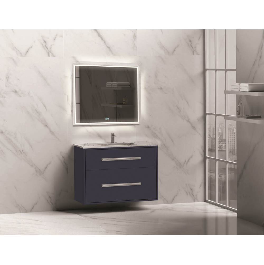 Madeli - Madeli Apogee 36'' Wall hung Vanity Cabinet in Sapphire/HW: Brushed Nickel(BN) - Sapphire With Brushed Nickel