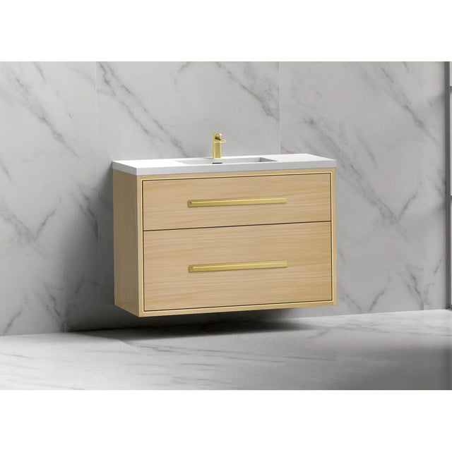 Madeli - Madeli Apogee 42'' Wall hung Vanity Cabinet in Natural Oak/HW: Matte Black(MB) - Natural Oak With Matte Black