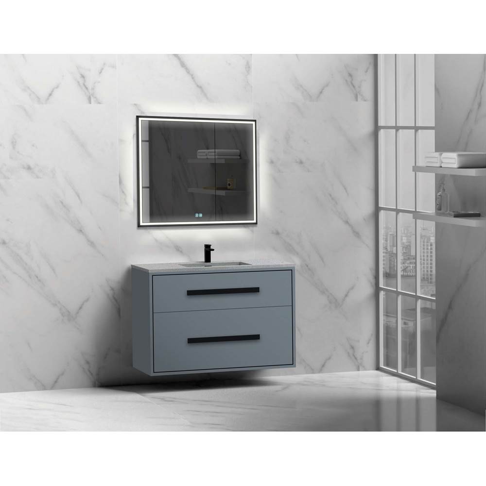 Madeli - Madeli Apogee 42'' Wall hung Vanity Cabinet in Studio Grey/HW: Satin Brass(SB) - Studio Gray With Satin Brass