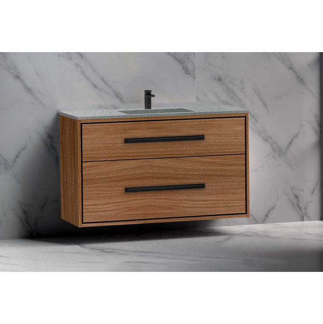 Madeli - Madeli Apogee 48C'' Wall hung Vanity Cabinet in Natural Walnut/HW: Satin Brass(SB) - Natural Walnut With Satin Brass