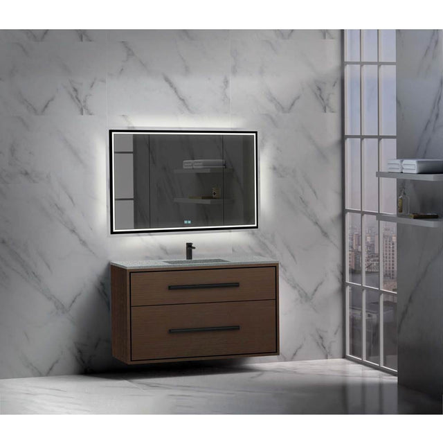 Madeli - Madeli Apogee 48C'' Wall hung Vanity Cabinet in Walnut/HW: Polished Chrome(PC) - Walnut With Polished Chrome
