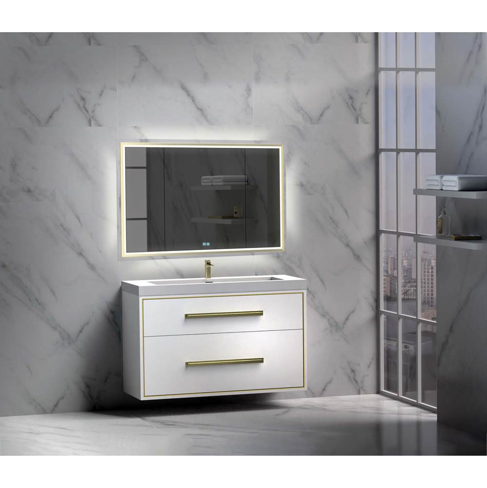 Madeli - Madeli Apogee 48C'' Wall hung Vanity Cabinet in White/HW: Polished Chrome(PC) - White With Polished Chrome