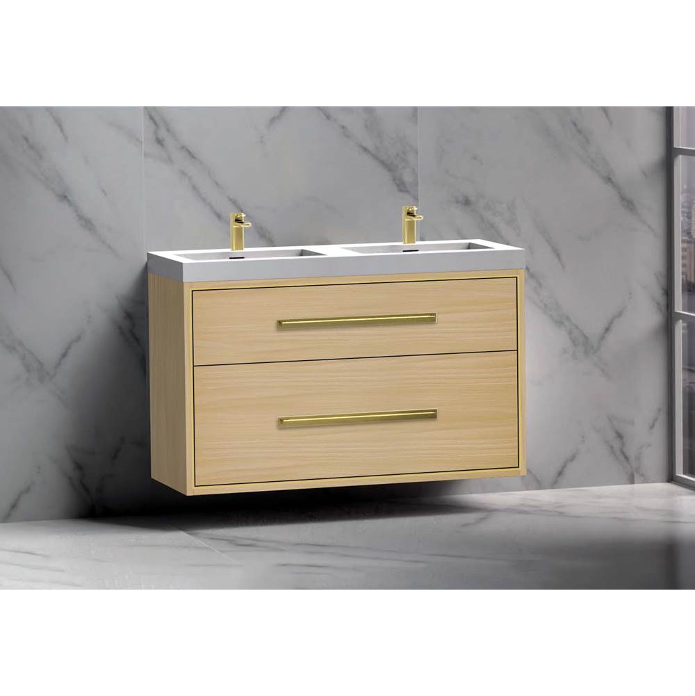 Madeli - Madeli Apogee 48D'' Wall hung Vanity Cabinet in Natural Oak/HW: Polished Nickel(PN) - Natural Oak With Polished Nickel