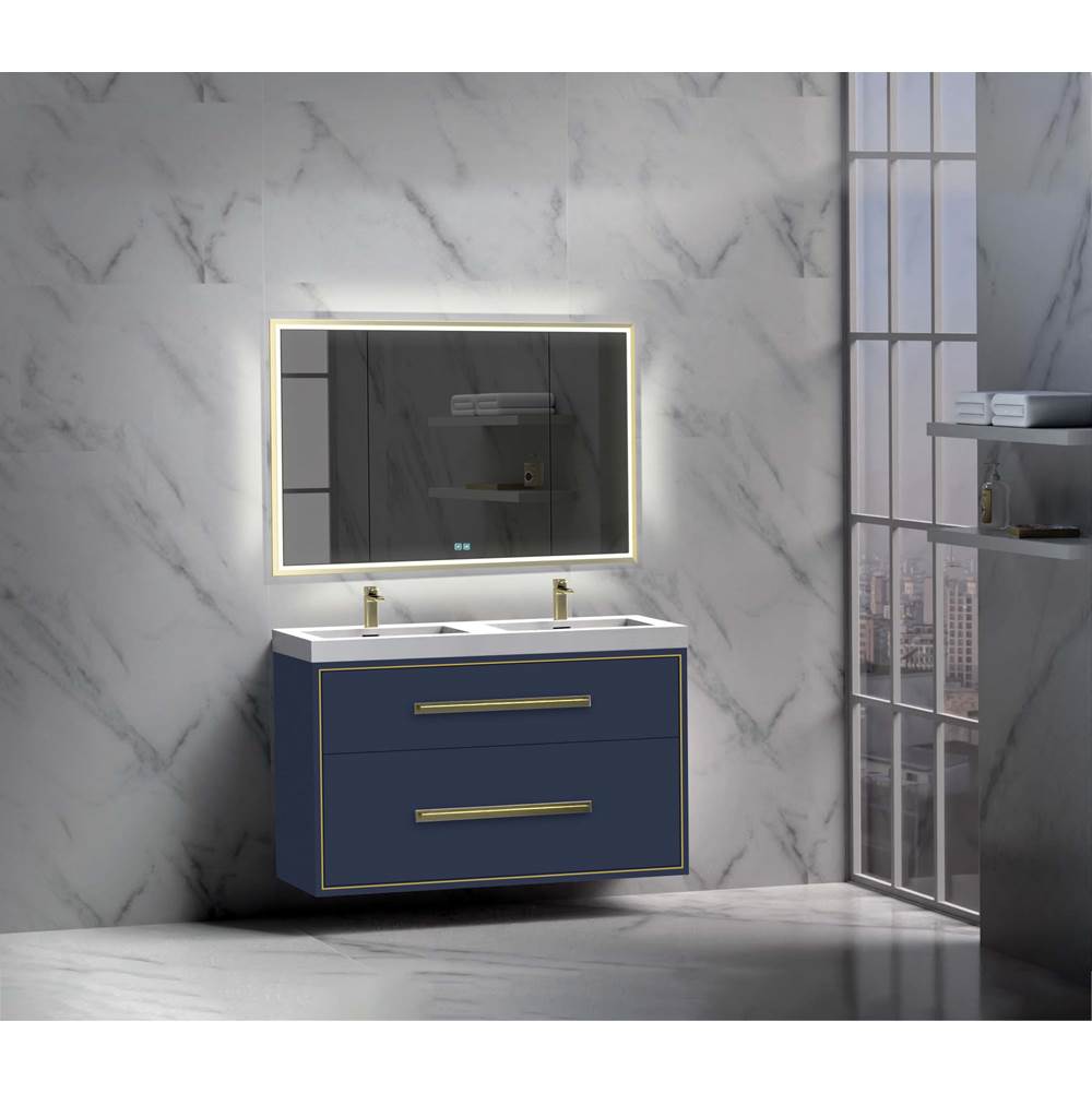 Madeli - Madeli Apogee 48D'' Wall hung Vanity Cabinet in Sapphire/HW: Polished Nickel(PN) - Sapphire With Polished Nickel