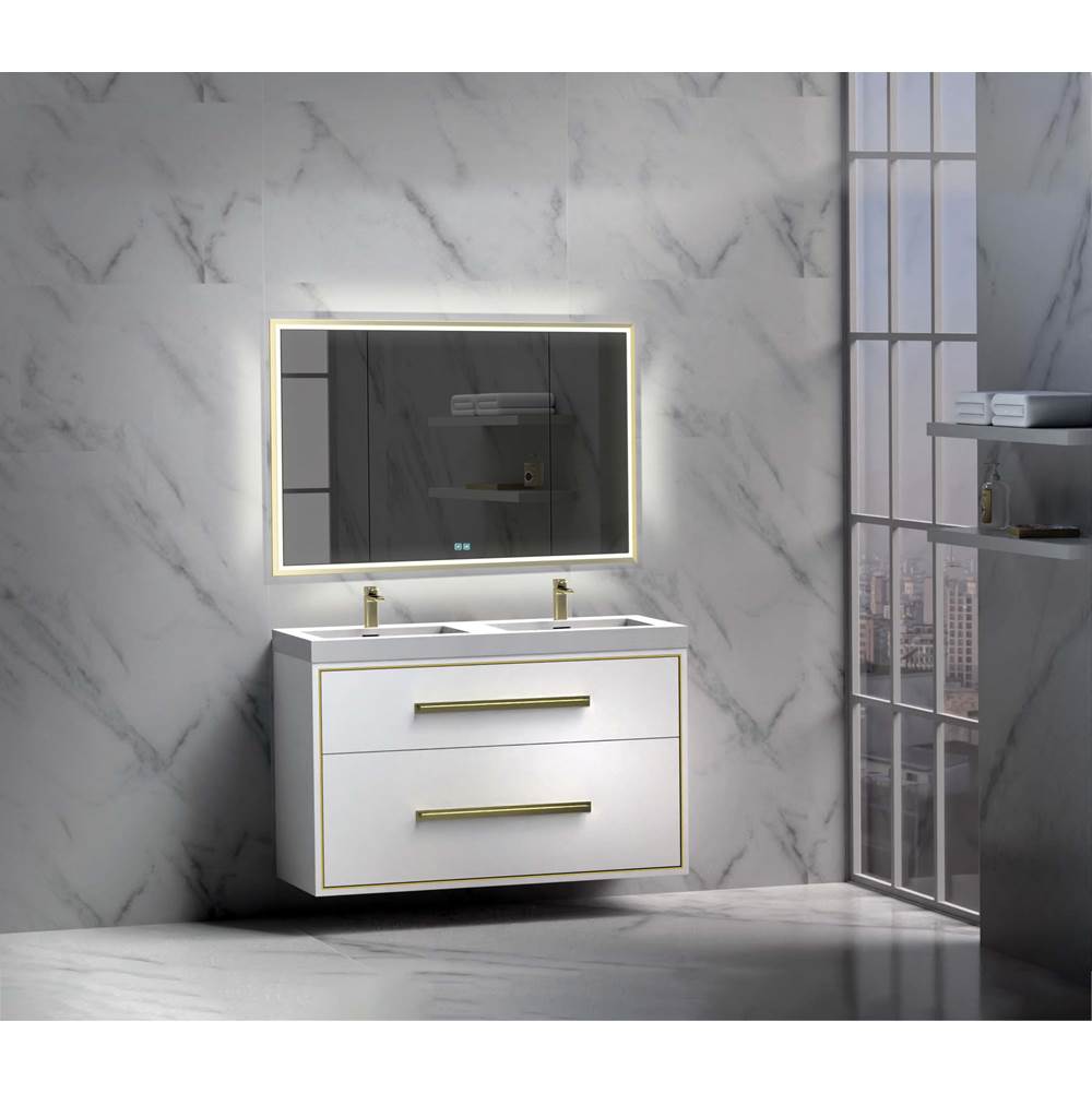 Madeli - Madeli Apogee 48D'' Wall hung Vanity Cabinet in White/HW: Polished Chrome(PC) - White With Polished Chrome