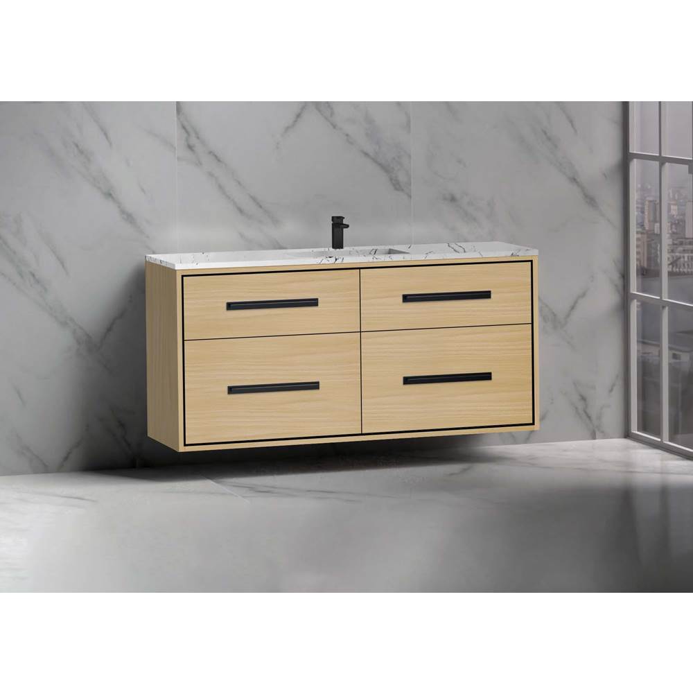 Madeli - Madeli Apogee 60C'' Wall hung  Vanity Cabinet in Natural Oak/HW: Brushed Nickel(BN) - Natural Oak With Brushed Nickel