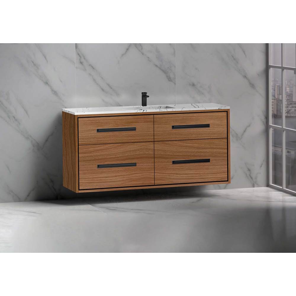 Madeli - Madeli Apogee 60C'' Wall hung Vanity Cabinet in Natural Walnut/HW: Polished Nickel(PN) - Natural Walnut With Polished Nickel