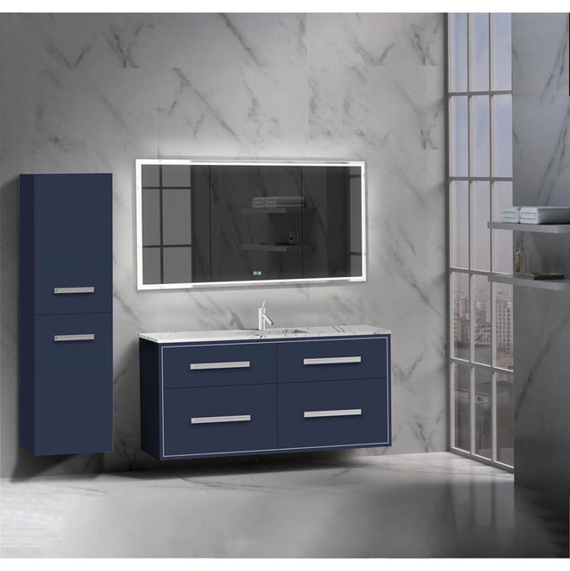 Madeli - Madeli Apogee 60C'' Wall hung Vanity Cabinet in Sapphire/HW: Satin Brass(SB) - Sapphire With Satin Brass