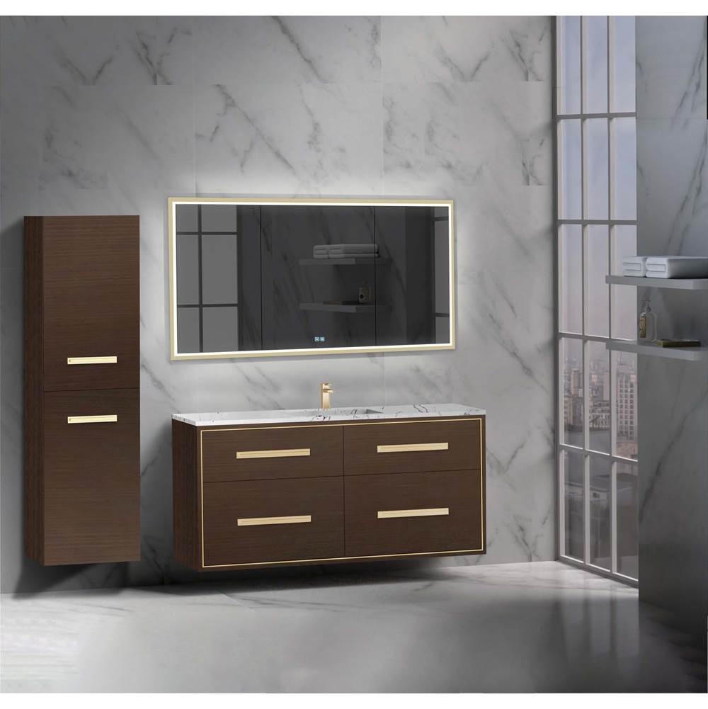 Madeli - Madeli Apogee 60C'' Wall hung Vanity Cabinet in Walnut/HW: Matte Black(MB) - Walnut With Matte Black