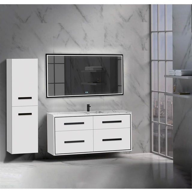 Madeli - Madeli Apogee 60C'' Wall hung Vanity Cabinet in White/HW: Matte Black(MB) - White With Matte Black