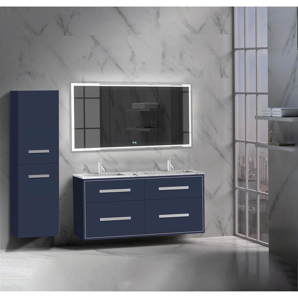 Madeli - Madeli Apogee 60D'' Wall hung Vanity Cabinet in Sapphire/HW: Polished Nickel(PN) - Sapphire With Polished Nickel