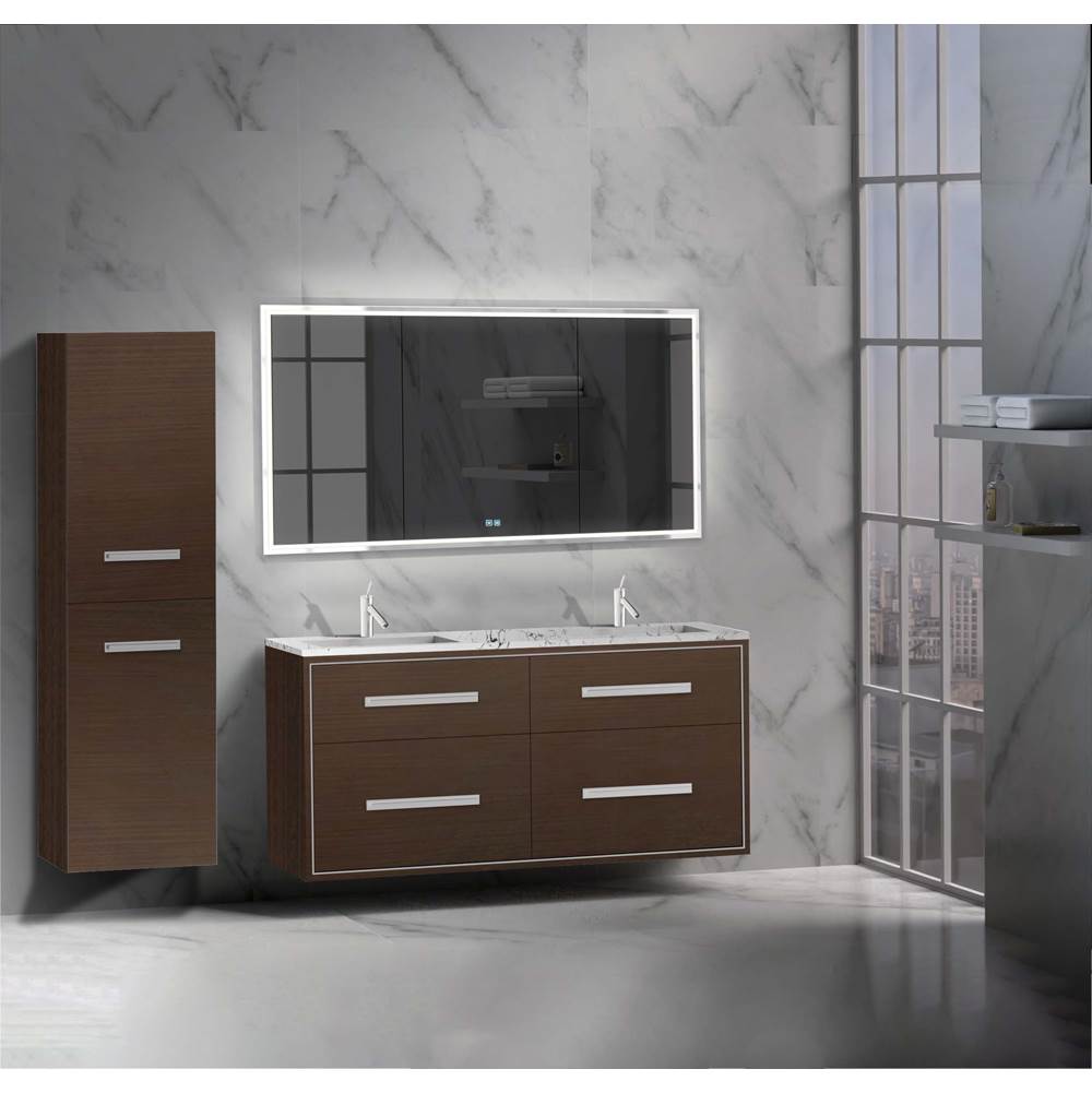 Madeli - Madeli Apogee 60D'' Wall hung Vanity Cabinet in Walnut/HW: Brushed Nickel(BN) - Walnut With Brushed Nickel