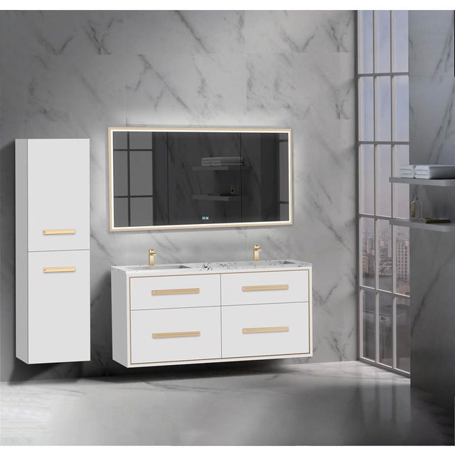 Madeli - Madeli Apogee 72'' Wall hung Vanity Cabinet in White/HW: Polished Chrome(PC) - White With Polished Chrome