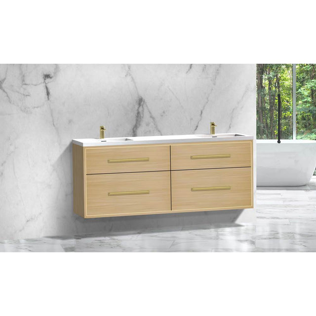 Madeli - Madeli Apogee 72'' Wall hung Vanity Cabinet in Natural Oak/HW: Matte Black(MB) - Natural Oak With Matte Black