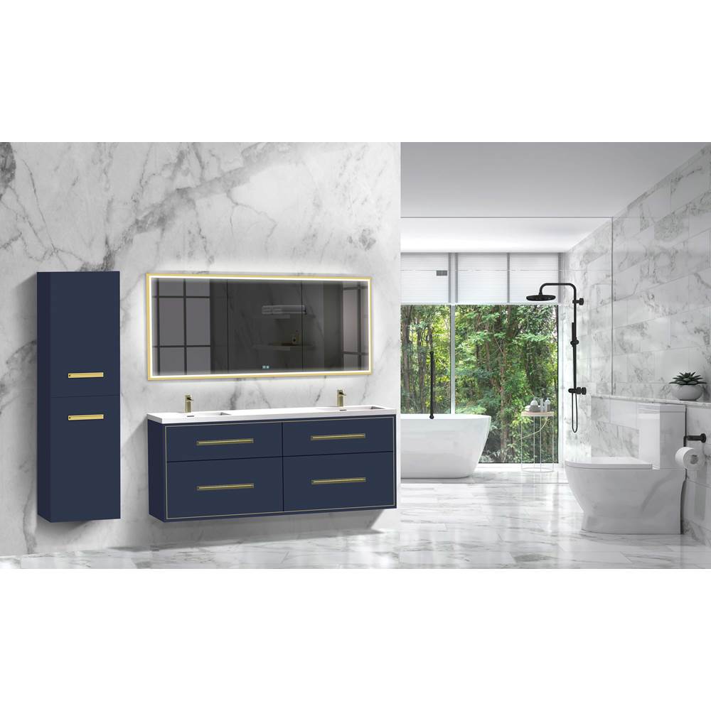 Madeli - Madeli Apogee 72'' Wall hung Vanity Cabinet in Sapphire/HW: Polished Nickel(PN) - Sapphire With Polished Nickel