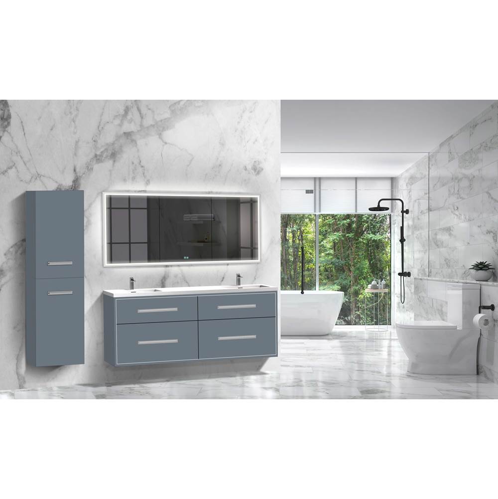 Madeli - Madeli Apogee 72'' Wall hung Vanity Cabinet in Studio Grey/HW: Satin Brass(SB) - Studio Gray With Satin Brass