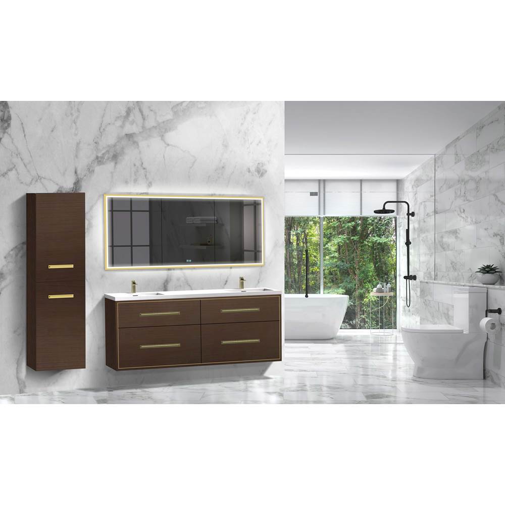 Madeli - Madeli Apogee 72'' Wall hung Vanity Cabinet in Walnut/HW: Satin Brass(SB) - Walnut With Satin Brass