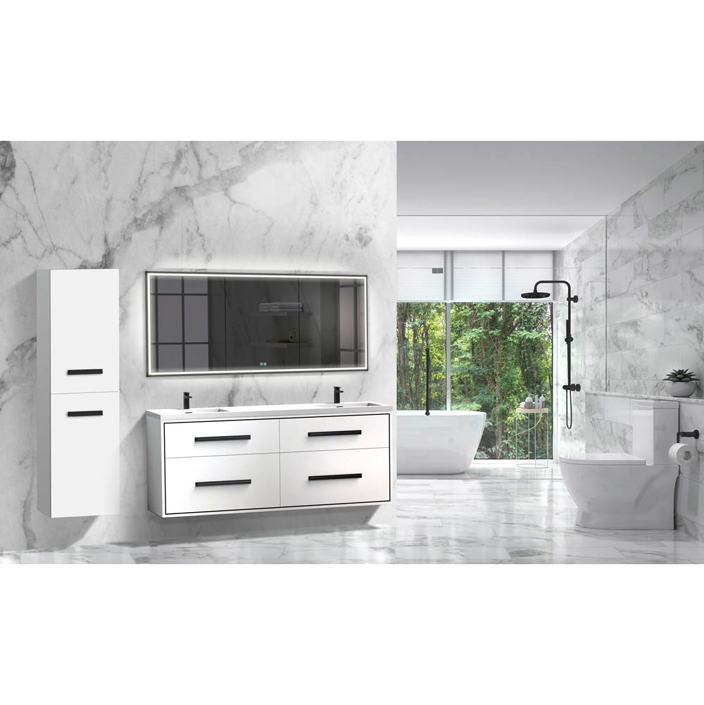 Madeli - Madeli Apogee 72'' Wall hung Vanity Cabinet in White/HW: Satin Brass(SB) - White With Satin Brass