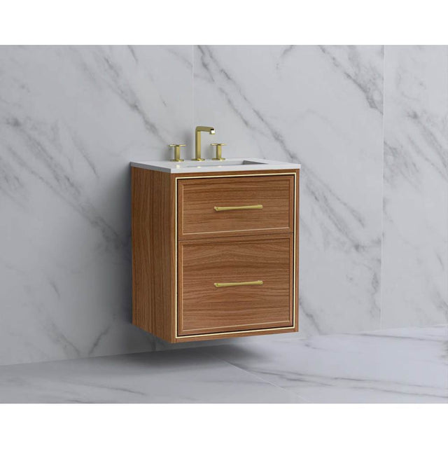 Madeli - Madeli Edge 24'' Wall hung Vanity Cabinet in Natural Walnut/HW: Handles Matte Black(MB) - Natural Walnut With Matte Black