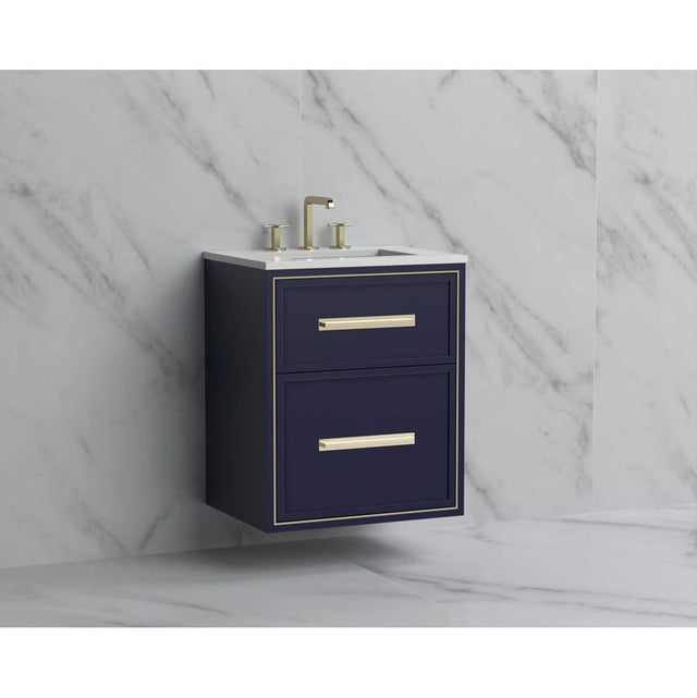Madeli - Madeli Edge 24'' Wall hung Vanity Cabinet in Sapphire/HW: Handles Polished Nickel(PN) - Sapphire With Polished Nickel