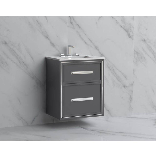 Madeli - Madeli Edge 24'' Wall hung Vanity Cabinet in Studio Grey/HW: Handles Satin Brass(SB) - Studio Gray With Satin Brass