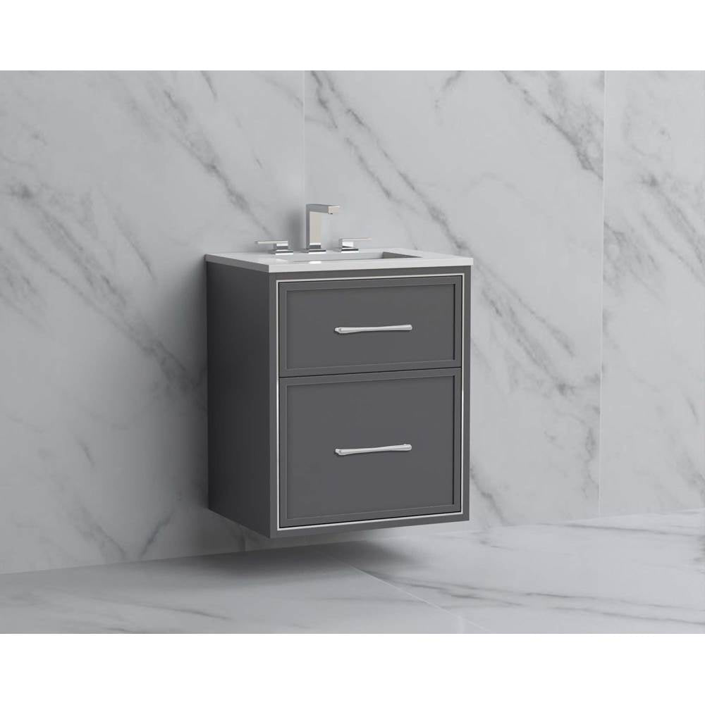 Madeli - Madeli Edge 24'' Wall hung Vanity Cabinet in Studio Grey/HW: Handles Brushed Nickel(BN) - Studio Gray With Brushed Nickel