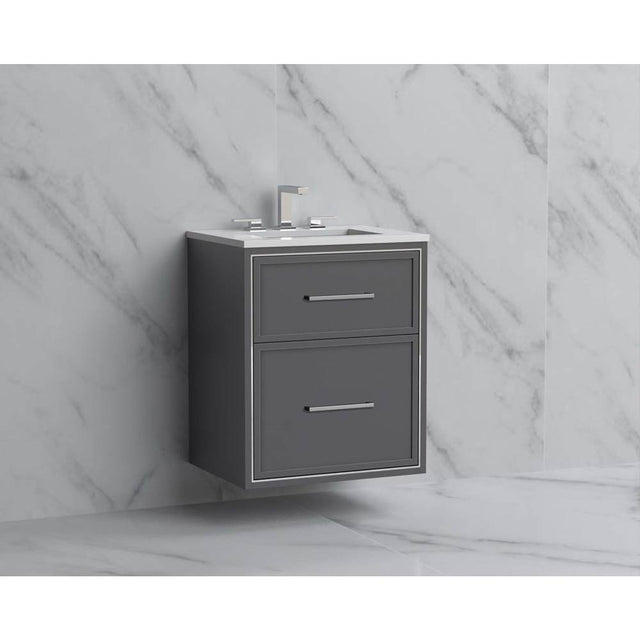 Madeli - Madeli Edge 24'' Wall hung Vanity Cabinet in Studio Grey/HW: Handles Matte Black(MB) - Studio Gray With Matte Black