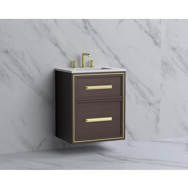Madeli - Madeli Edge 24'' Wall hung Vanity Cabinet in Walnut/HW: Handles Polished Chrome(PC) - Walnut With Polished Chrome