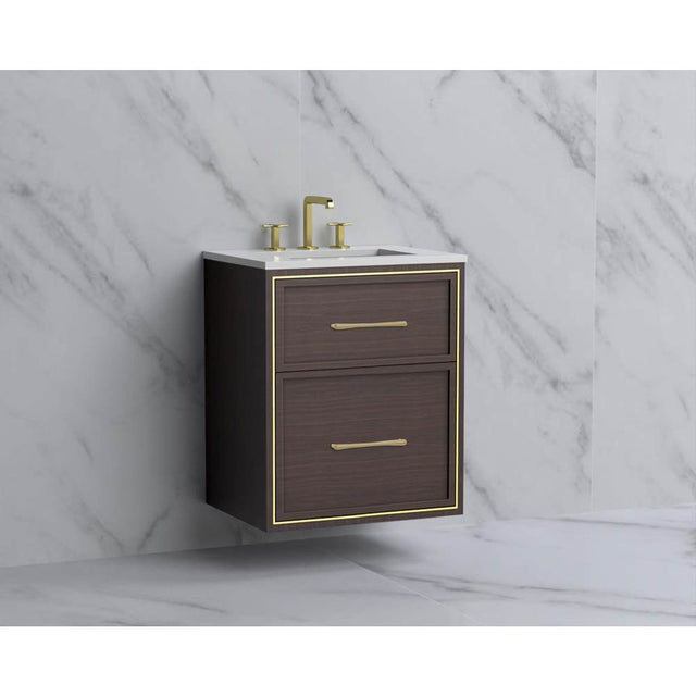Madeli - Madeli Edge 24'' Wall hung Vanity Cabinet in Walnut/HW: Handles Polished Chrome(PC) - Walnut With Polished Chrome