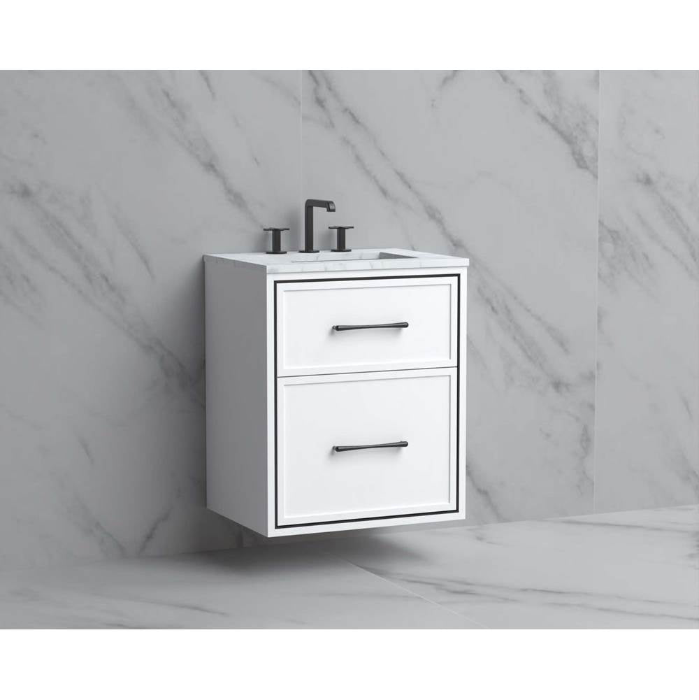 Madeli - Madeli Edge 24'' Wall hung Vanity Cabinet in White/HW: Handles Matte Black(MB) - White With Matte Black