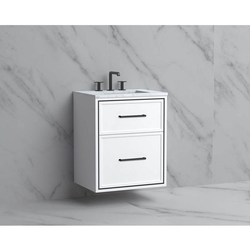 Madeli - Madeli Edge 24'' Wall hung Vanity Cabinet in White/HW: Handles Polished Chrome(PC) - White With Polished Chrome