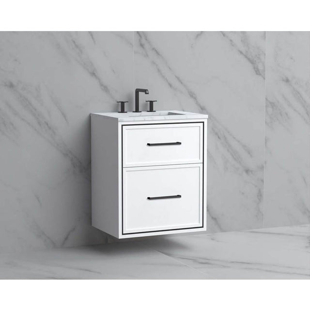 Madeli - Madeli Edge 24'' Wall hung Vanity Cabinet in White/HW: Handles Polished Chrome(PC) - White With Polished Chrome