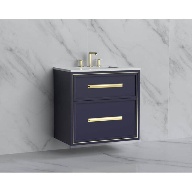 Madeli - Madeli Edge 30'' Wall hung Vanity Cabinet in Sapphire/HW: Handles Polished Chrome(PC) - Sapphire With Polished Chrome