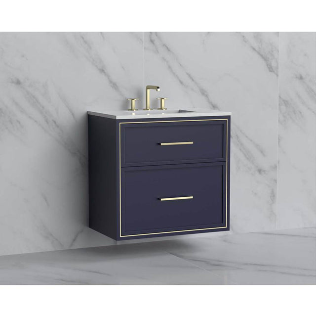 Madeli - Madeli Edge 30'' Wall hung Vanity Cabinet in Sapphire/HW: Handles Satin Brass(SB) - Sapphire With Satin Brass