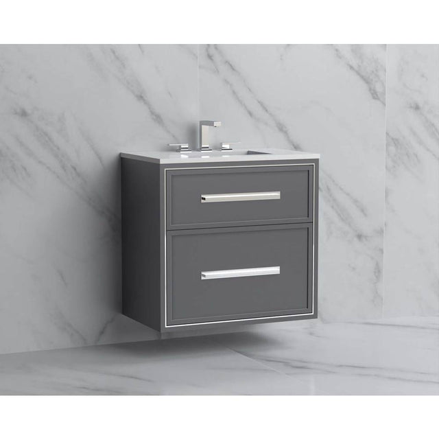 Madeli - Madeli Edge 30'' Wall hung Vanity Cabinet in Studio Grey/HW: Handles Polished Nickel(PN) - Studio Gray With Polished Nickel