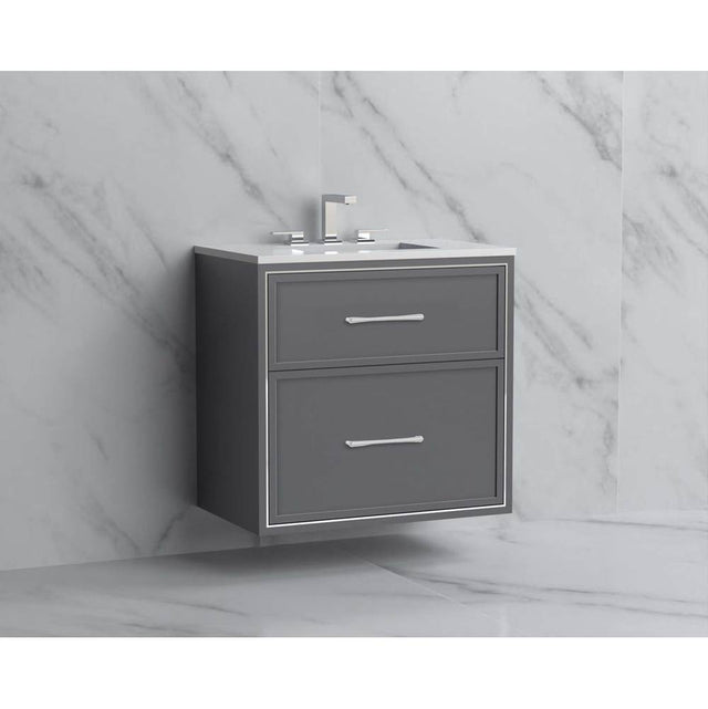 Madeli - Madeli Edge 30'' Wall hung Vanity Cabinet in Studio Grey/HW: Handles Polished Chrome(PC) - Studio Gray With Polished Chrome