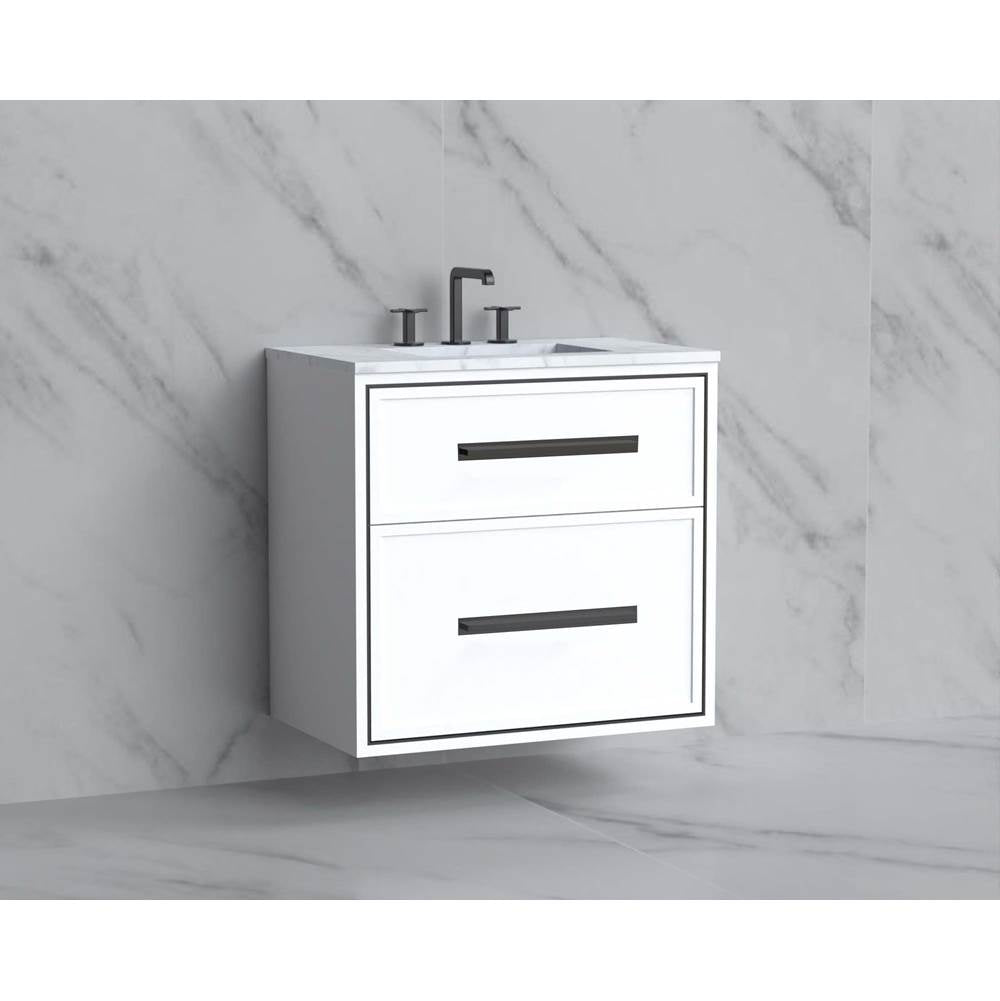 Madeli - Madeli Edge 30'' Wall hung Vanity Cabinet in White/HW: Handles Polished Chrome(PC) - White With Polished Chrome