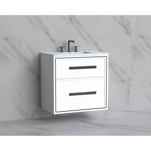 Madeli - Madeli Edge 30'' Wall hung Vanity Cabinet in White/HW: Handles Satin Brass(SB) - White With Satin Brass