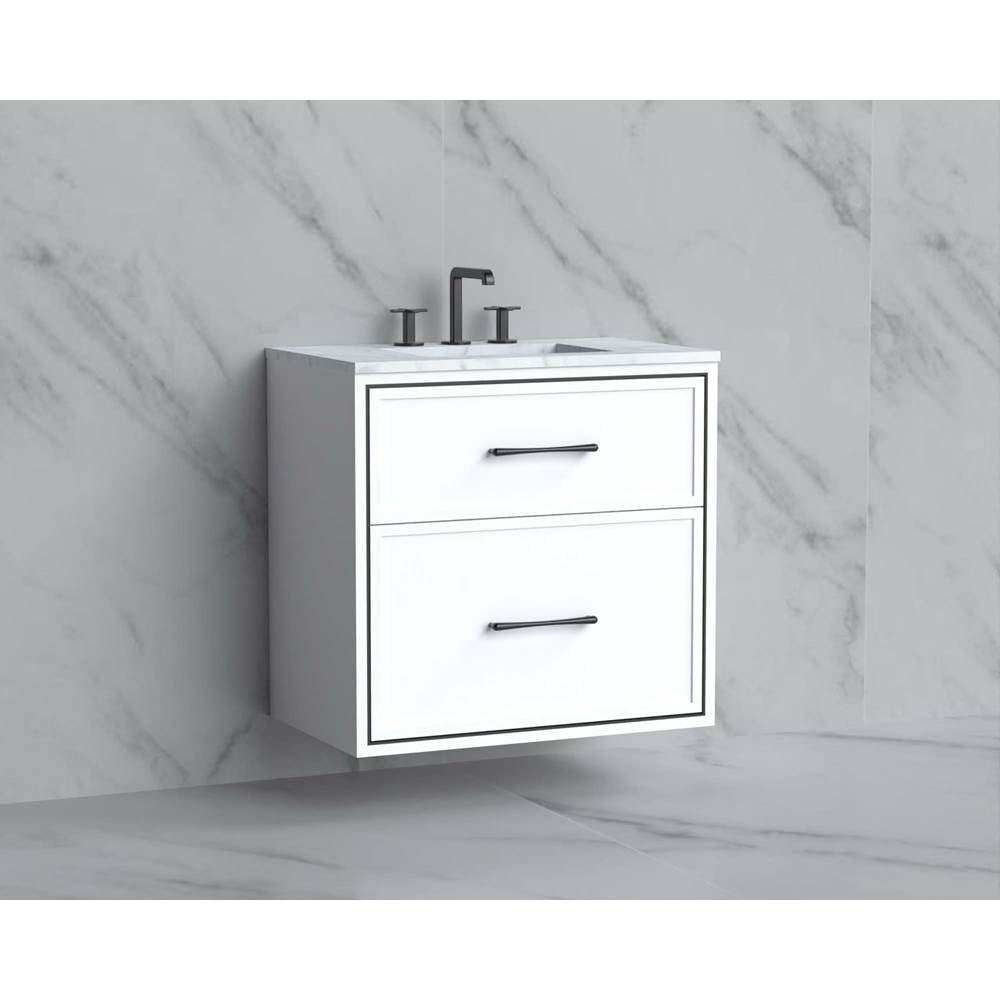 Madeli - Madeli Edge 30'' Wall hung Vanity Cabinet in White/HW: Handles Brushed Nickel(BN) - White With Brushed Nickel