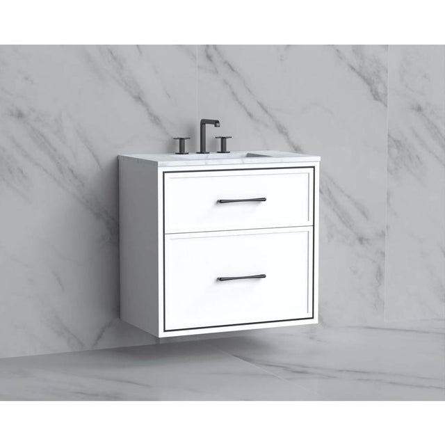 Madeli - Madeli Edge 30'' Wall hung Vanity Cabinet in White/HW: Handles Matte Black(MB) - White With Matte Black