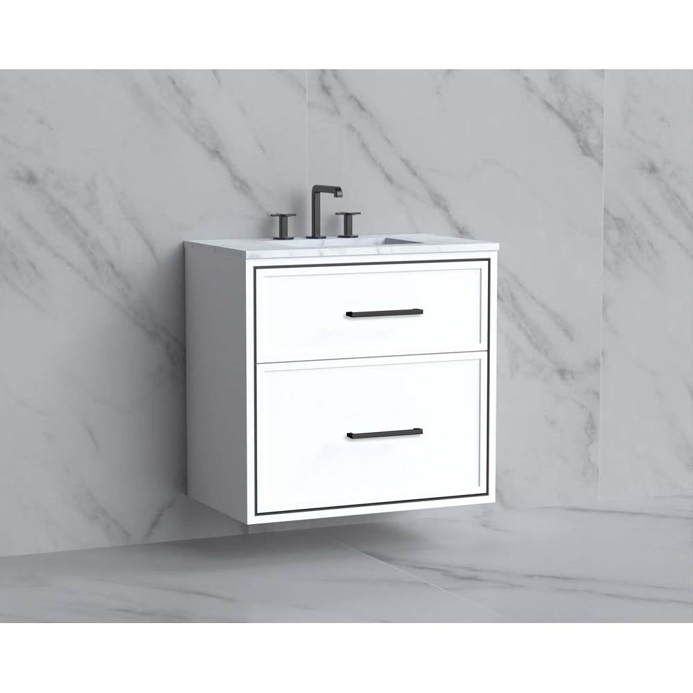 Madeli - Madeli Edge 30'' Wall hung Vanity Cabinet in White/HW: Handles Matte Black(MB) - White With Matte Black