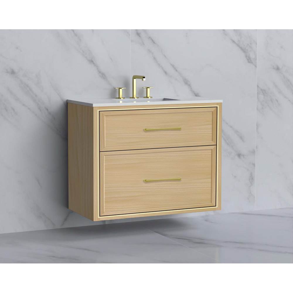 Madeli - Madeli Edge 36'' Wall hung Vanity Cabinet in Natural Oak/HW: Handles Satin Brass(SB) - Natural Oak With Satin Brass