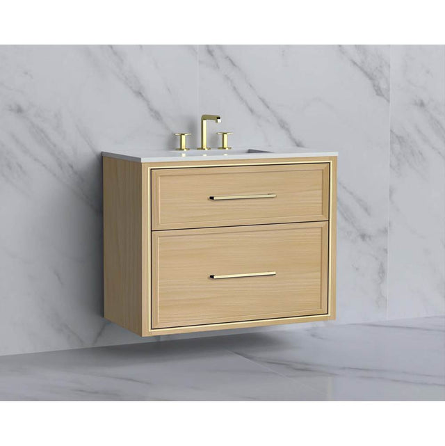 Madeli - Madeli Edge 36'' Wall hung Vanity Cabinet in Natural Oak/HW: Handles Polished Chrome(PC) - Natural Oak With Polished Chrome