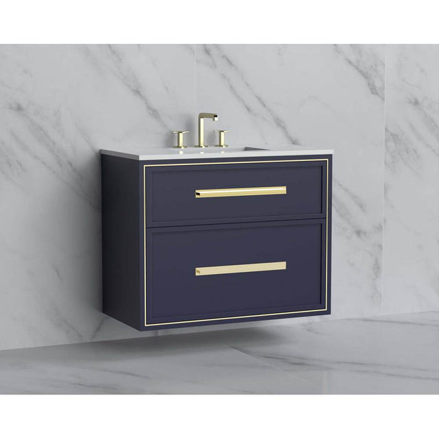 Madeli - Madeli Edge 36'' Wall hung Vanity Cabinet in Sapphire/HW: Handles Polished Chrome(PC) - Sapphire With Polished Chrome