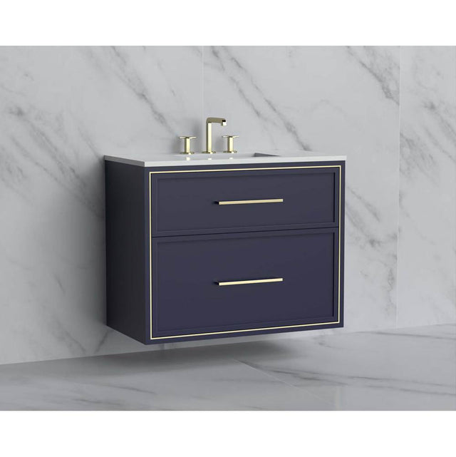 Madeli - Madeli Edge 36'' Wall hung Vanity Cabinet in Sapphire/HW: Handles Polished Nickel(PN) - Sapphire With Polished Nickel